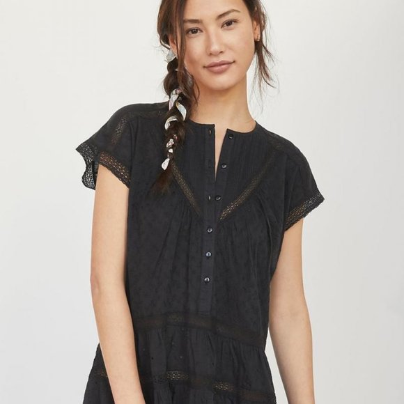 Anthropologie Embroidered Lace Mini Sleep Dress